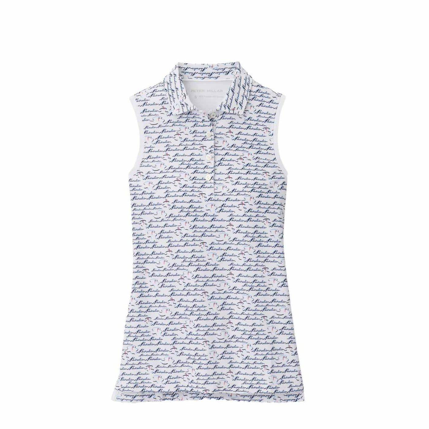 Peter Millar Women's Banded Sport Mesh Birdie Print Sleeveless Polo 2024 WHITE