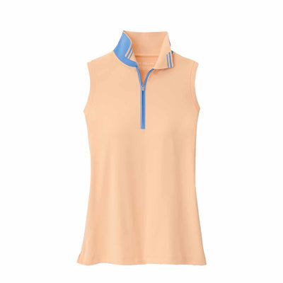 Peter Millar Women's Chrissie Sleeveless Polo 2024 ORANGE SORBET