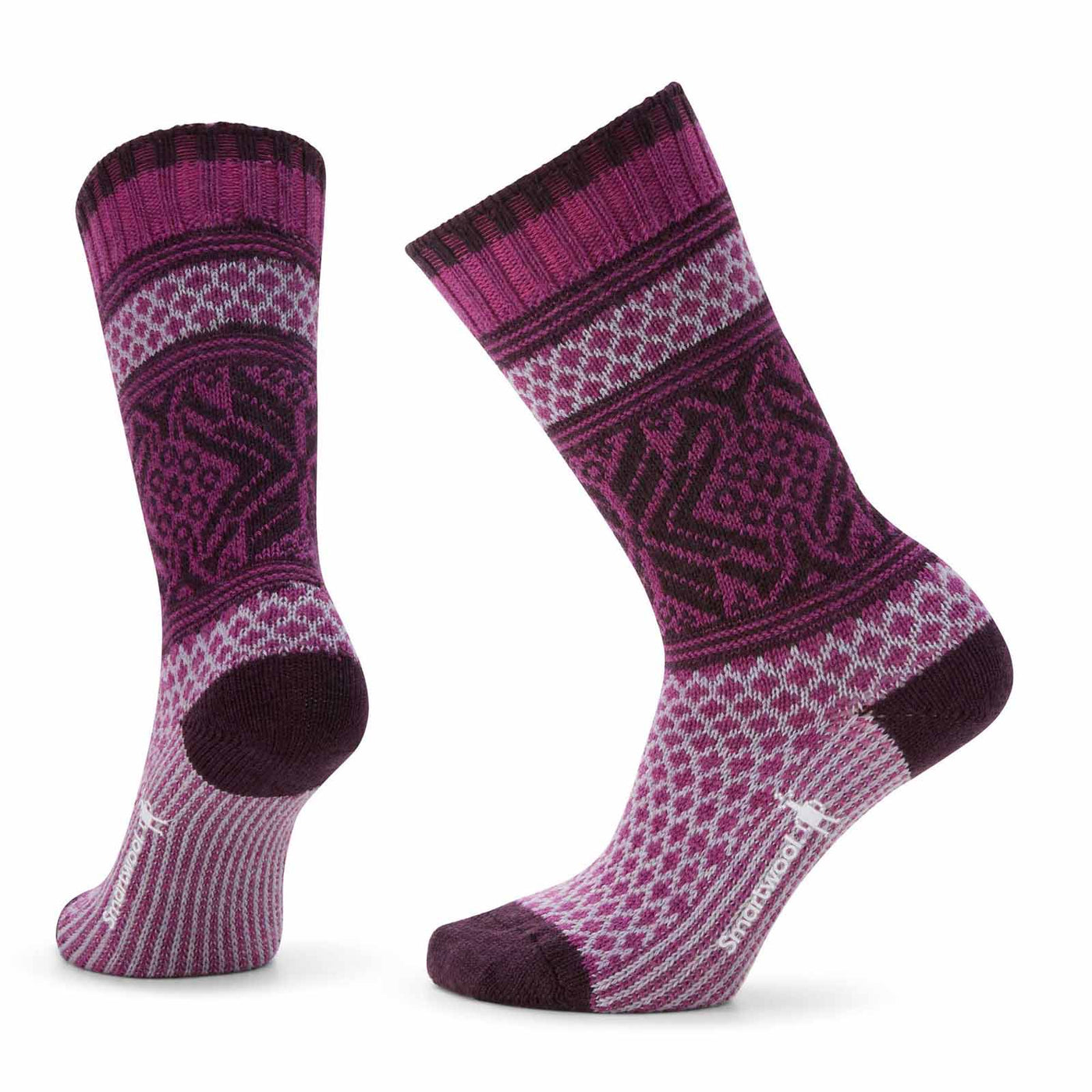 Smartwool Everyday Popcorn Snowflake Pattern Crew Socks 2025 MEADOW MAUVE