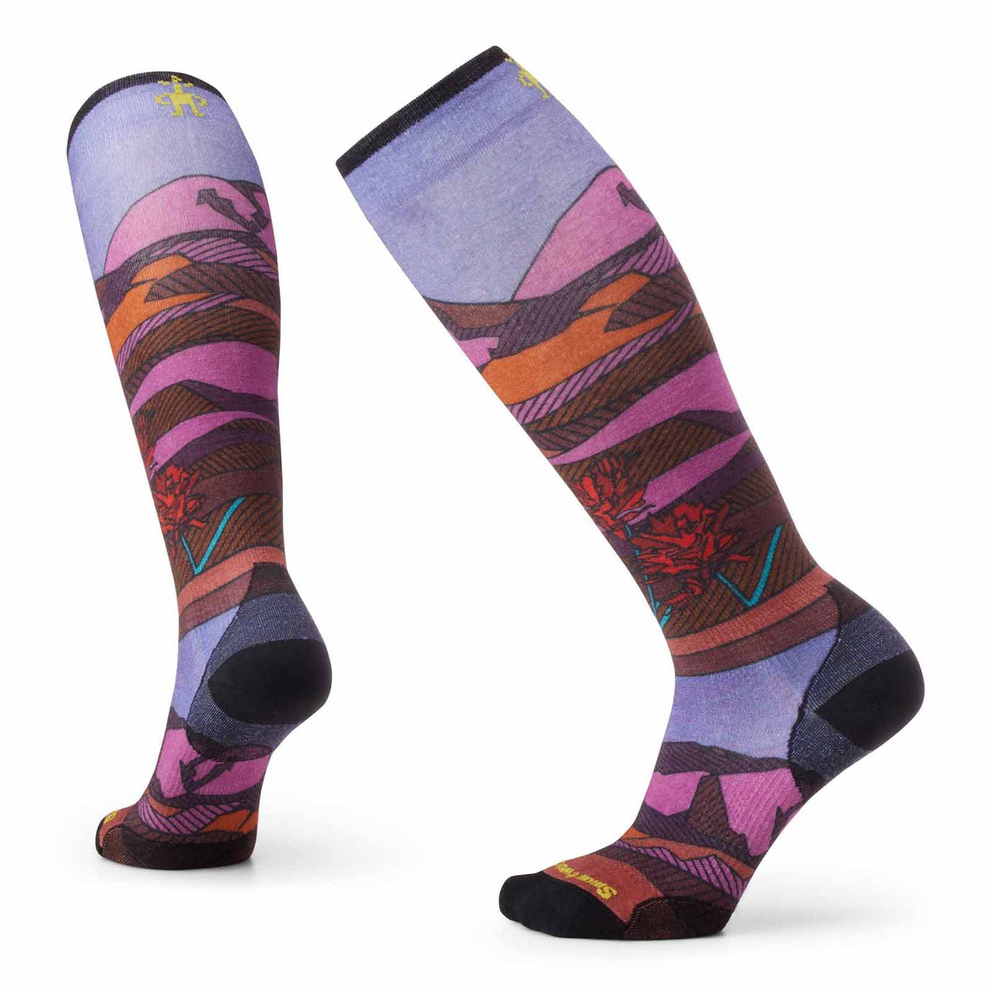 SMARTWOOL W'S SKI ZERO CUSHION FLORAL FIELD PRINT OTC SOCKS PICANTE