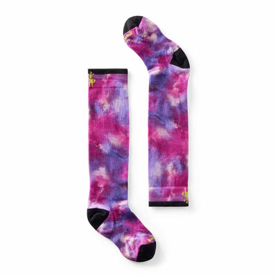 Smartwool Junior's Ski Zero Cushion Tie Dye Print OTC Socks 2025 PURPLE IRIS