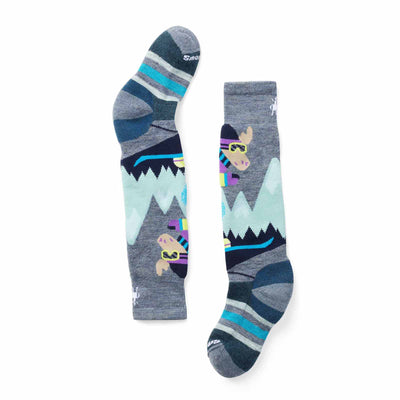 Smartwool Junior's Wintersport Full Cushion Mountain Moose Pattern OTC Socks 2025 PEWTER BLUE