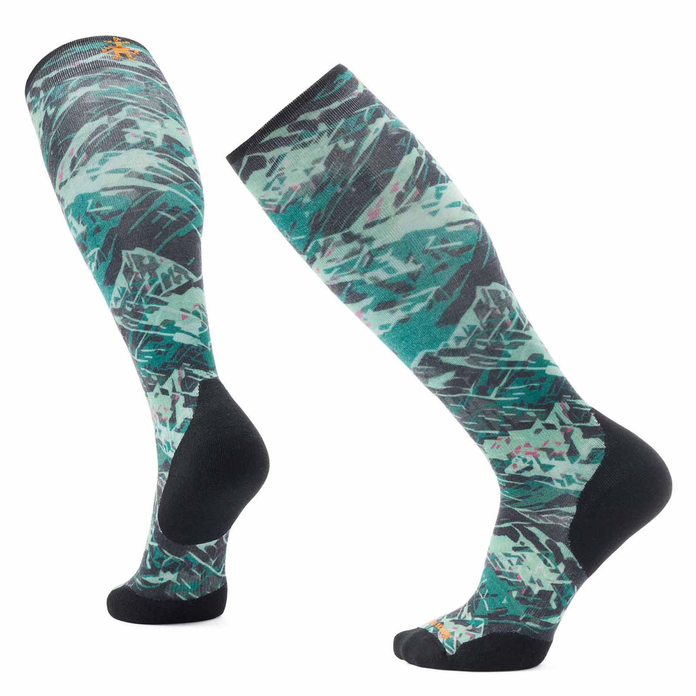 Smartwool Ski Targeted Cushion Green Slopes Print OTC Socks 2025 BLACK