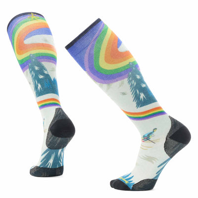 Smartwool Ski Zero Cushion Rainbow Trails Print OTC Socks 2025 LAGUNA BLUE