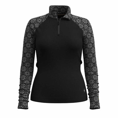 Smartwool Women's Classic Thermal Merino Base Layer 1/4 Zip 2025 BLACK DIGI SNOW