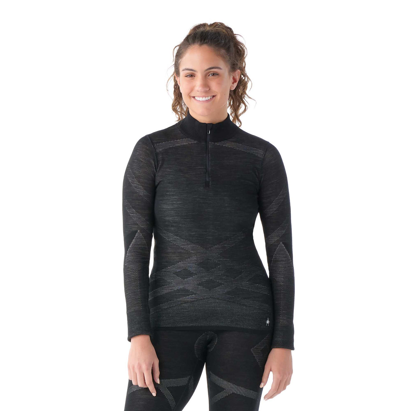 Smartwool Women's Intraknit Thermal Merino Base Layer 1/4 Zip 2025 BLACK/WHITE