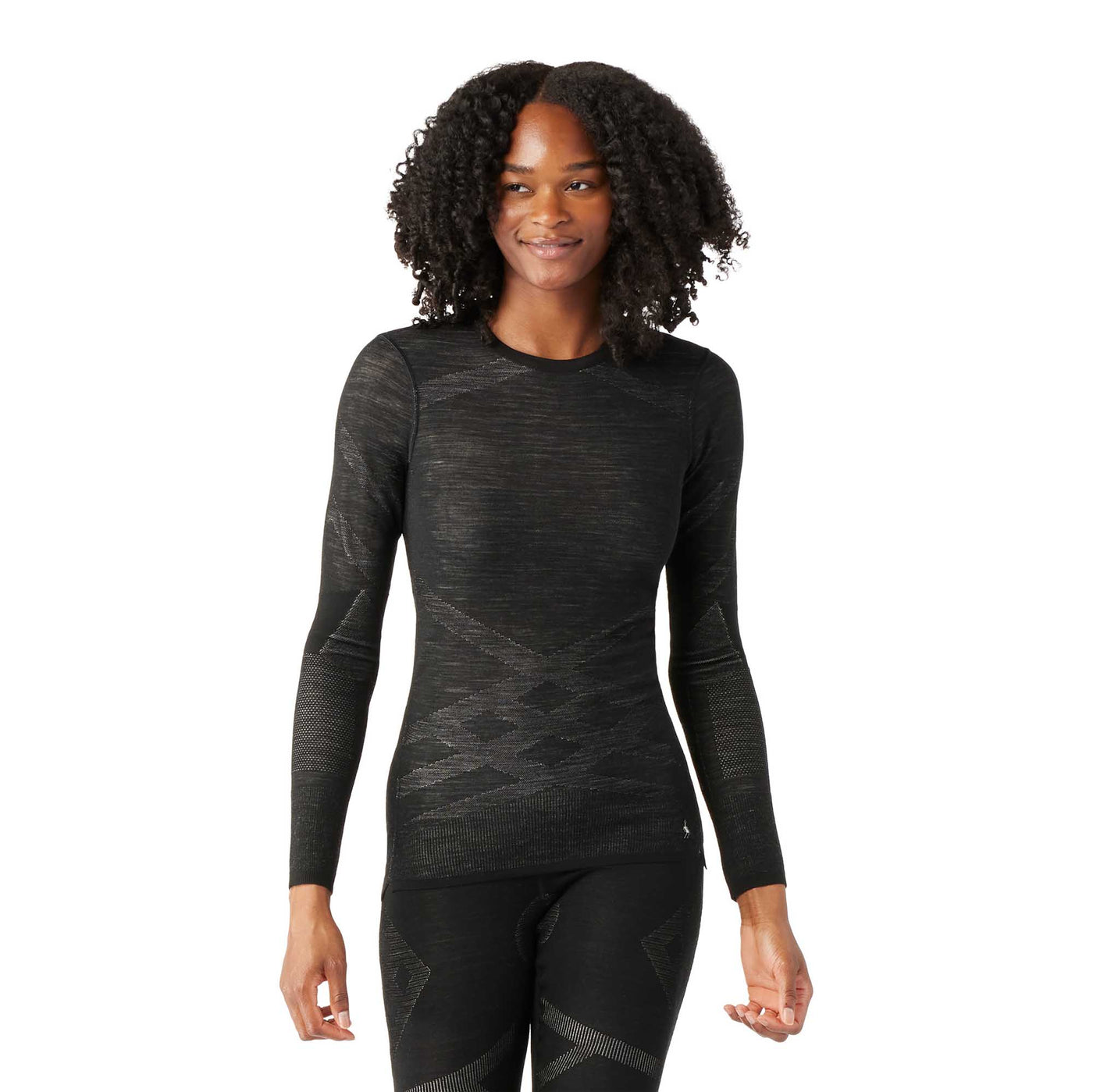 Smartwool Women's Intraknit Thermal Merino Base Layer Crew 2025 BLACK/WHITE