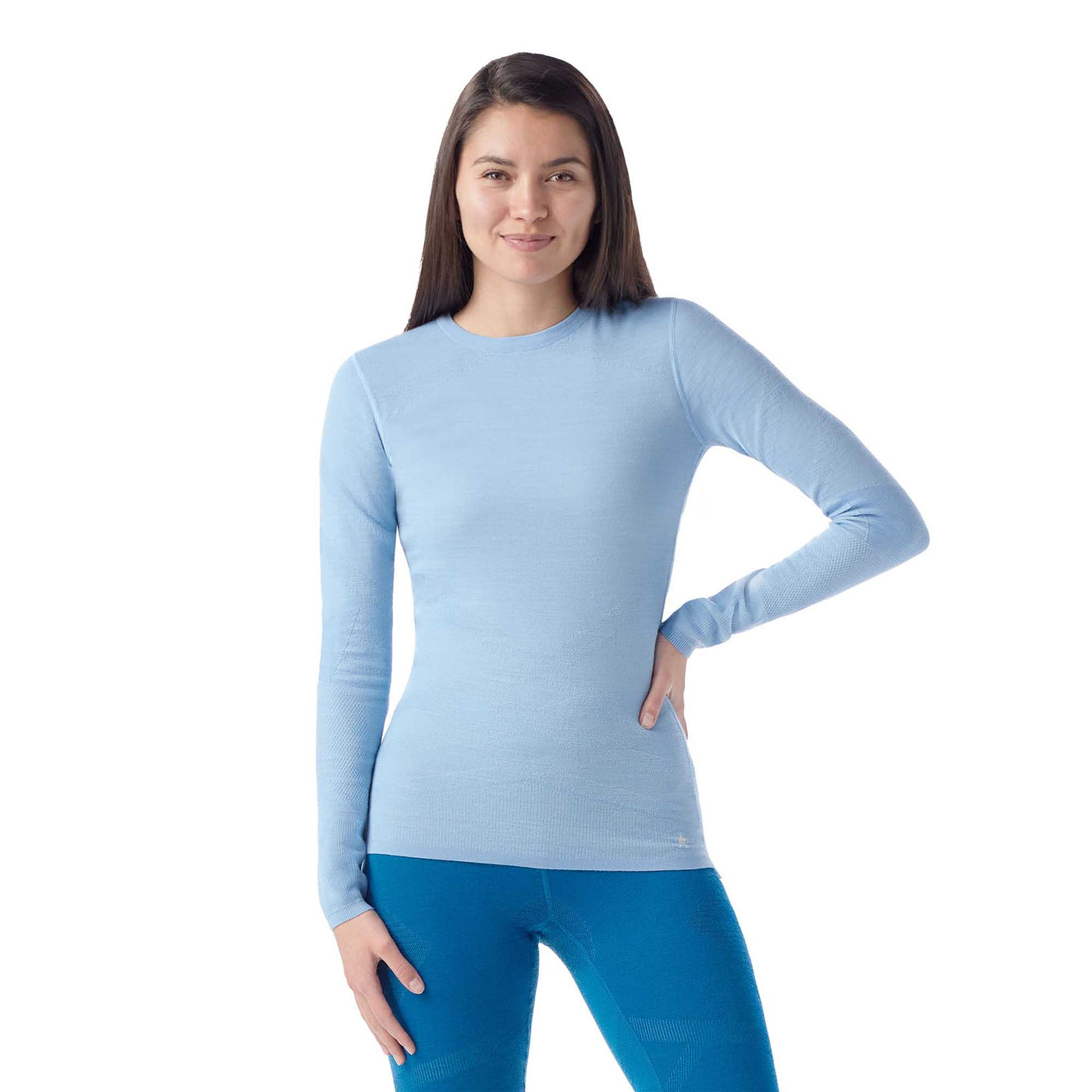 Smartwool Women's Intraknit Thermal Merino Base Layer Crew 2025 P07 Serene Blue White