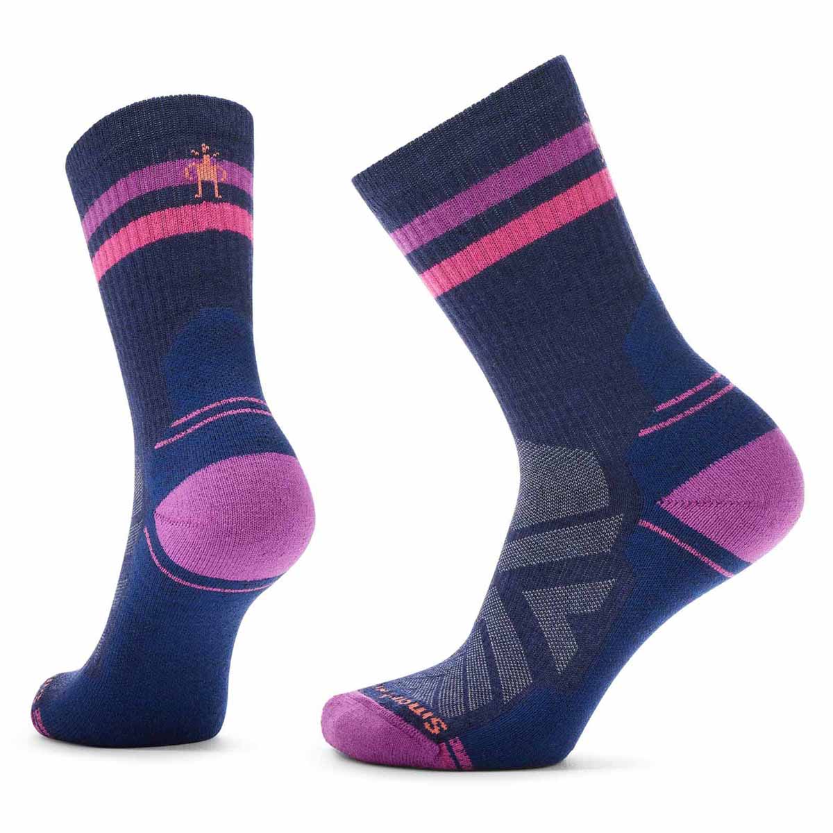 Smartwool Women's Hike Light Cushion Tube Stripe Crew Socks 2025 DEEP NAVY-POWER PINK