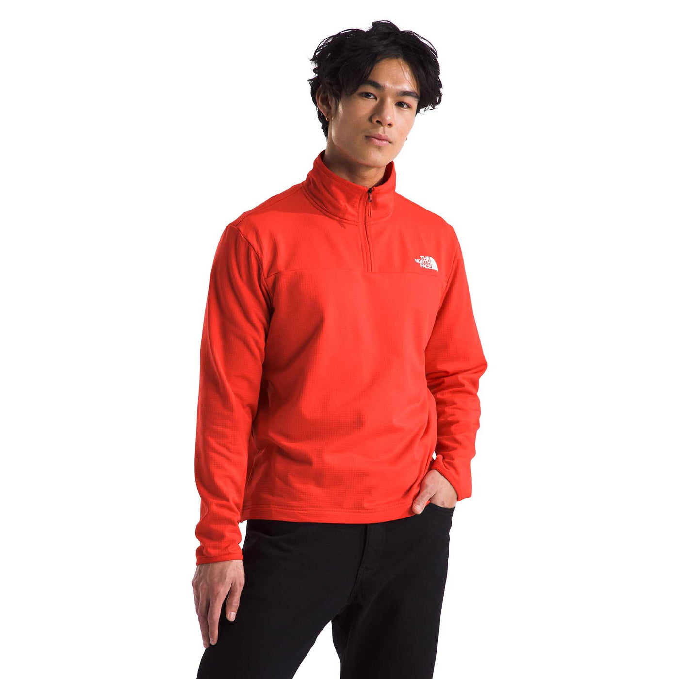 The North Face Men's Cedar Trail Grid Fleece 1/4 Zip 2025 CRIMSON ORANGE