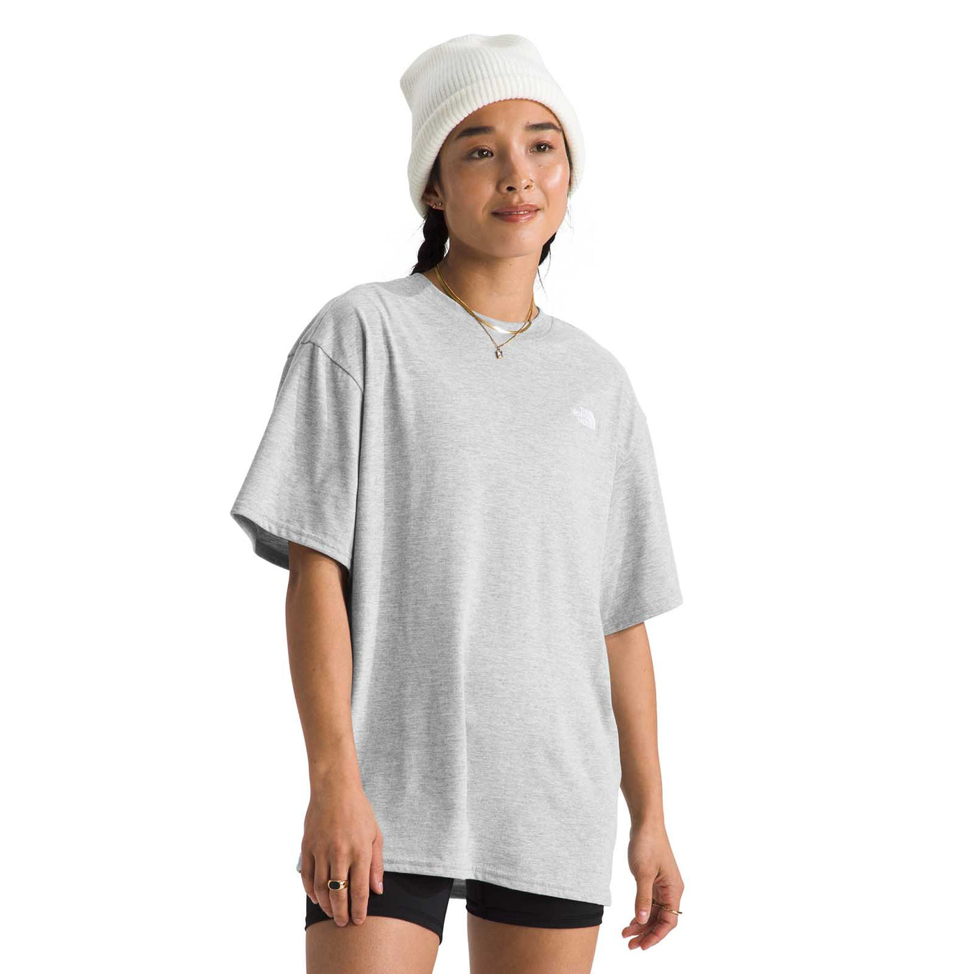 The North Face Women's Short-Sleeve Evolution Oversized Tee 2025 TNF LIGHT GREY HEATHER/TNF WHITE