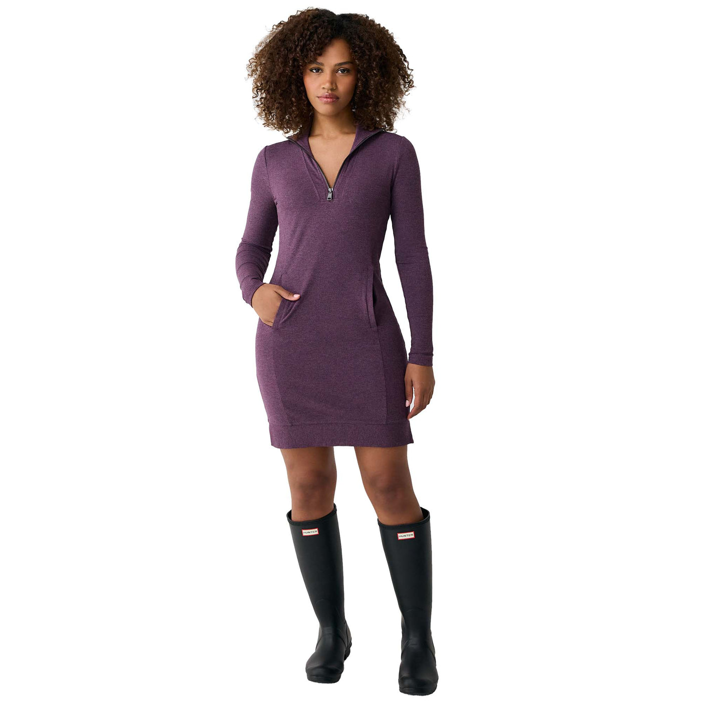 Lole Women's Traverse 1/2 Zip Dress 2025 FIG HEATHER