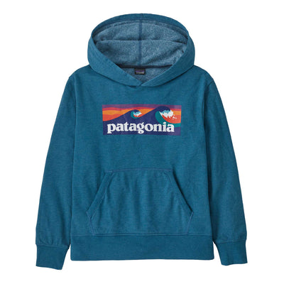 Patagonia Junior's Lightweight Graphic Hoody Sweatshirt 2024 BLWA BOARDSHORT LOGO WAVY BLUE