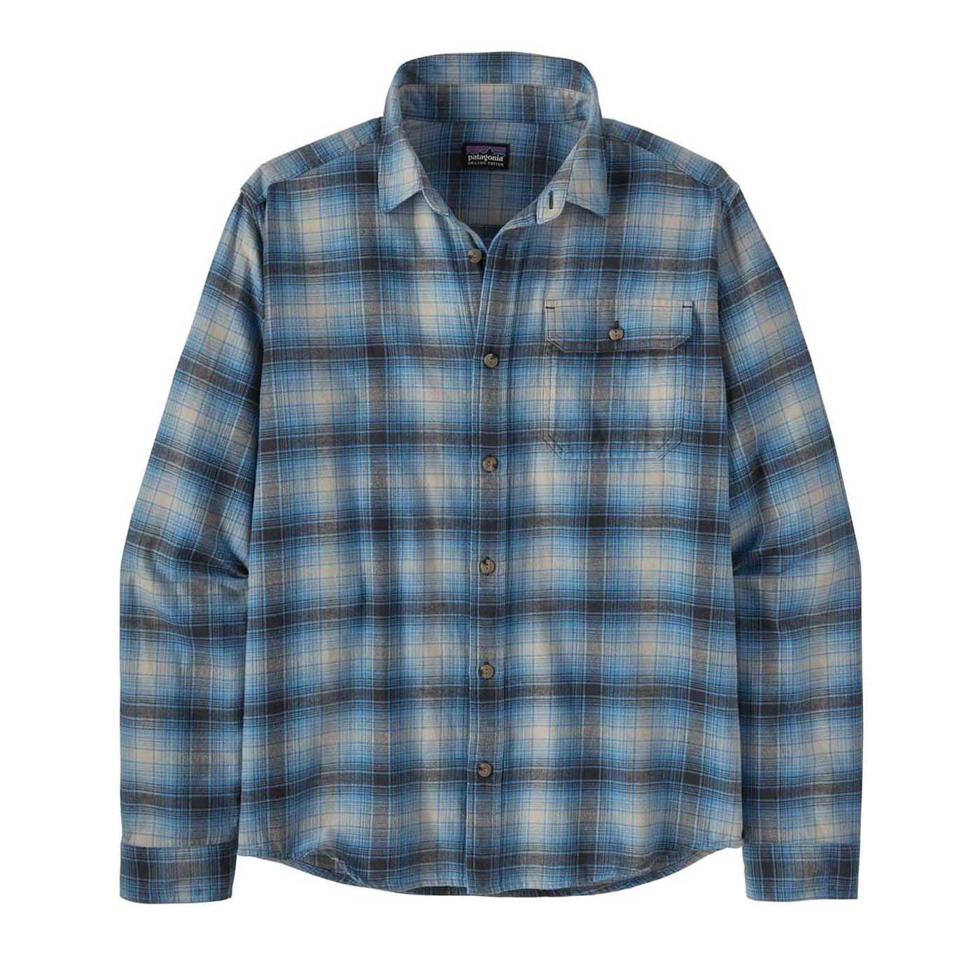 Patagonia Men's Long-Sleeved Lightweight Fjord Flannel Shirt 2024 AVANT: BLUE BIRD