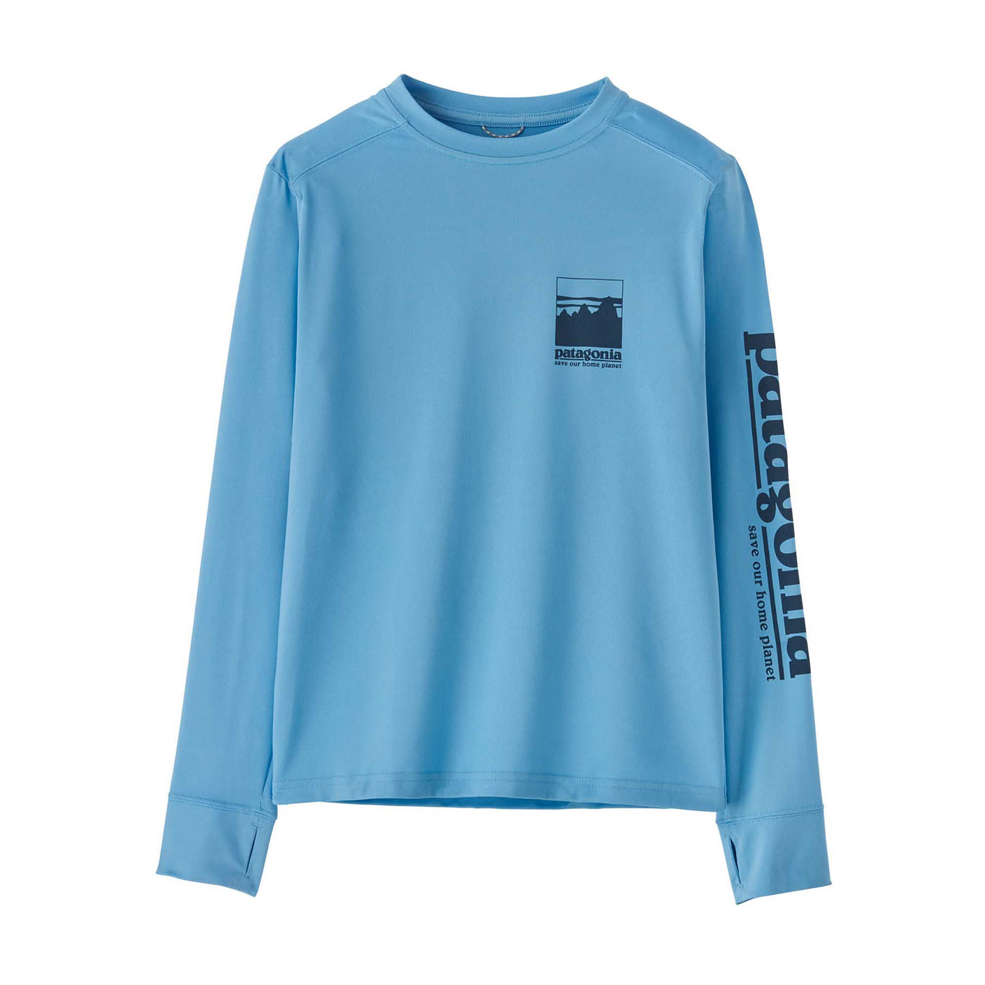 PATAGONIA JR'S L/S CAP SW T-SHIRT ALPINE ICON: LAGO BLUE
