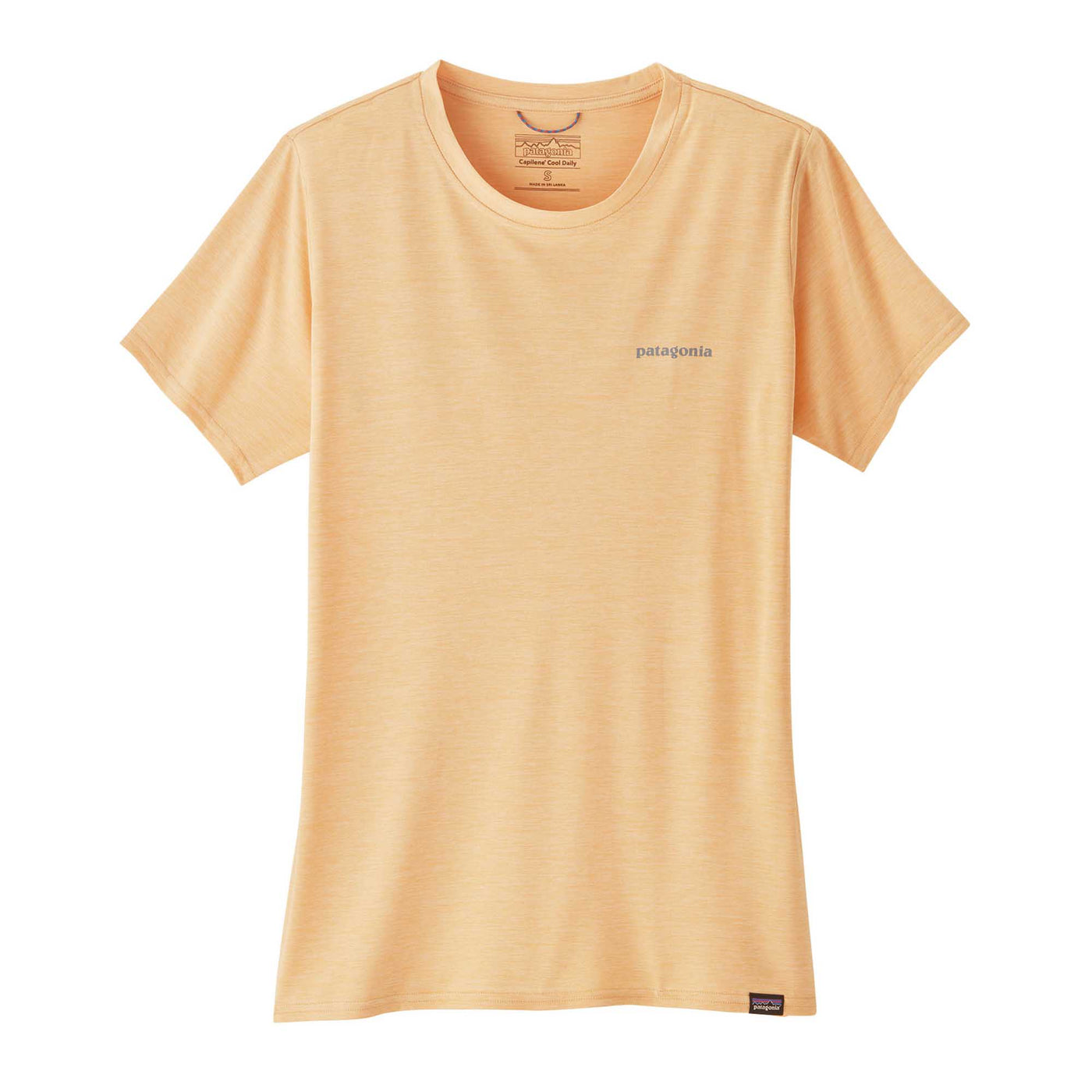 Patagonia Women's Capilene® Cool Daily Graphic Shirt - Waters 2024 BOARDSHORT LOGO: SANDY MELON X-DYE