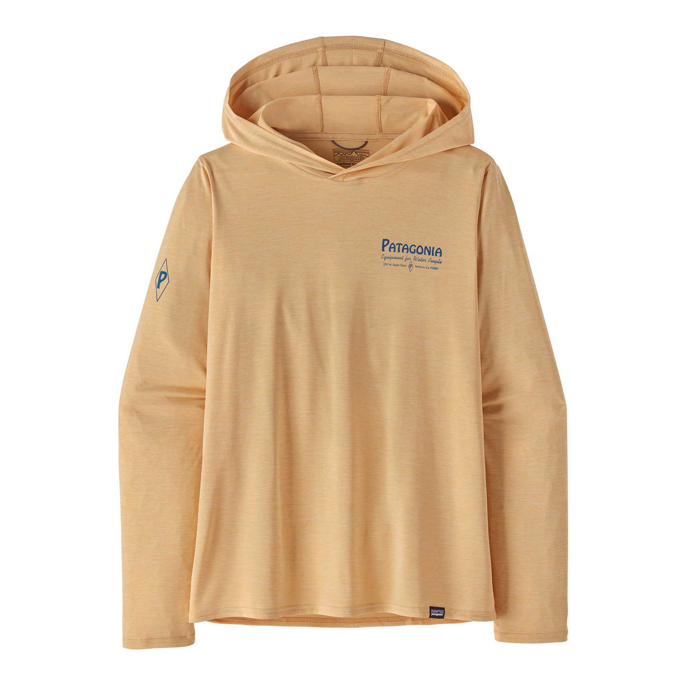 Patagonia Women's Capilene® Cool Daily Graphic Hoody 2024 WATER PEOPLE BANNER: SANDY MELON X-DYE