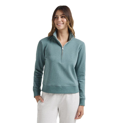 TravisMathew Women's Cloud Fleece Half Zip 2024 HEATHER NORTH ATLANTIC