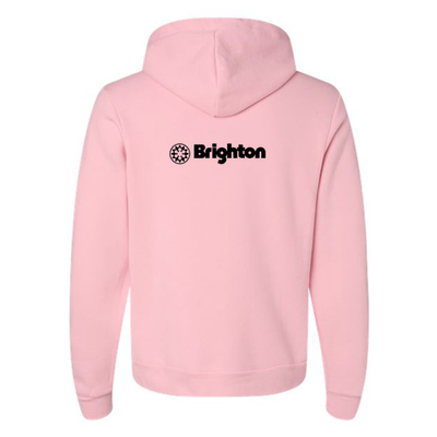 Brighton Adult Hoodie Black Chest and Back Logo Pink 