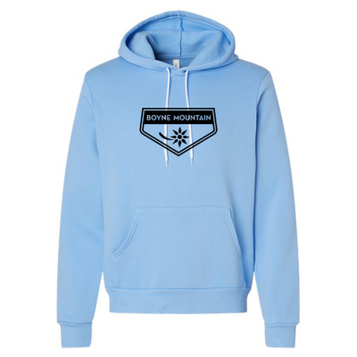 Boyne Mountain Adult Hoodie Black Chest Logo Carolina Blue 