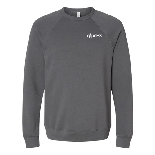 Cypress Adult Crewneck White Chest and Back Logo Asphalt 