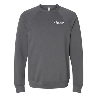 Cypress Adult Crewneck White Chest and Back Logo Asphalt 