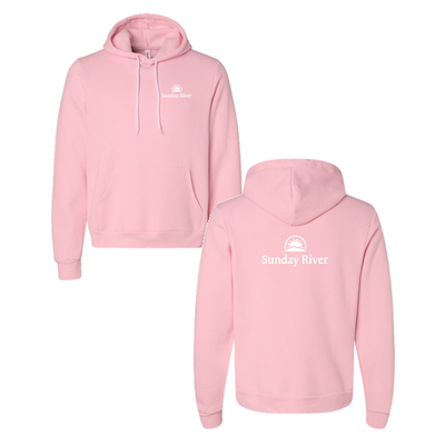 Sunday River Adult Hoodie White Chest and Back Logo Pink 