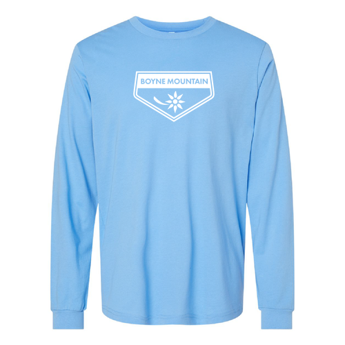 Boyne Mountain Adult Long Sleeve White Chest Logo Carolina Blue 