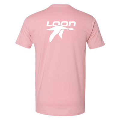 Loon Mountain Adult T-Shirt White Chest and Back Logo Light Pink