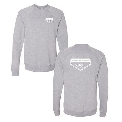 Boyne Mountain Adult Crewneck White Chest and Back Logo Athletic Heather 