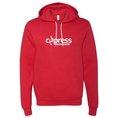 Cypress Adult Hoodie White Chest Logo Red 