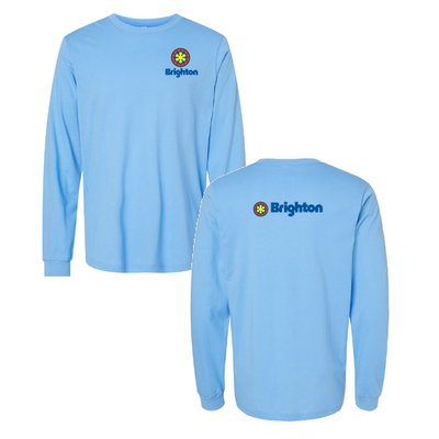 Brighton Adult Long Sleeve Full Color Chest and Back Logo Carolina Blue 