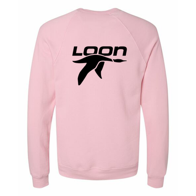Loon Mountain Adult Crewneck Black Chest and Back Logo Pink