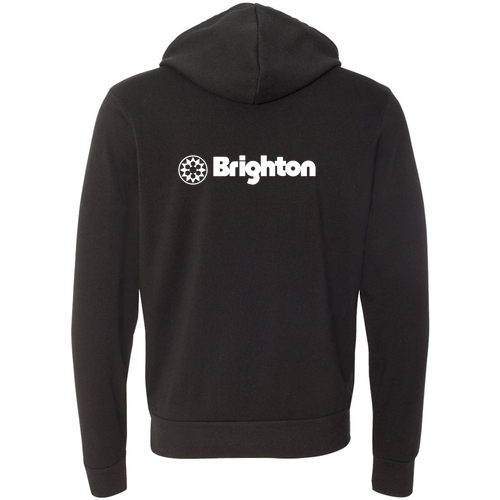 Brighton Adult Hoodie White Chest and Back Logo Black 