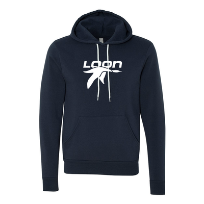 Loon Mountain Adult Hoodie White Chest Logo Navy