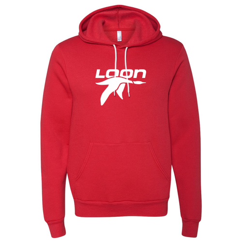 Loon Mountain Adult Hoodie White Chest Logo Red