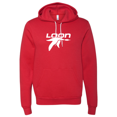 Loon Mountain Adult Hoodie White Chest Logo Red