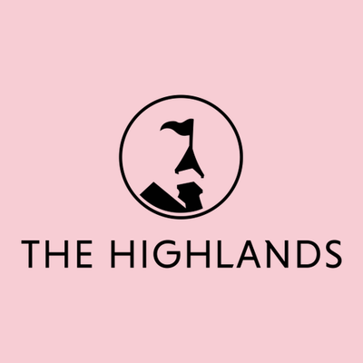 The Highlands Adult T-Shirt Black Chest Logo Pink 