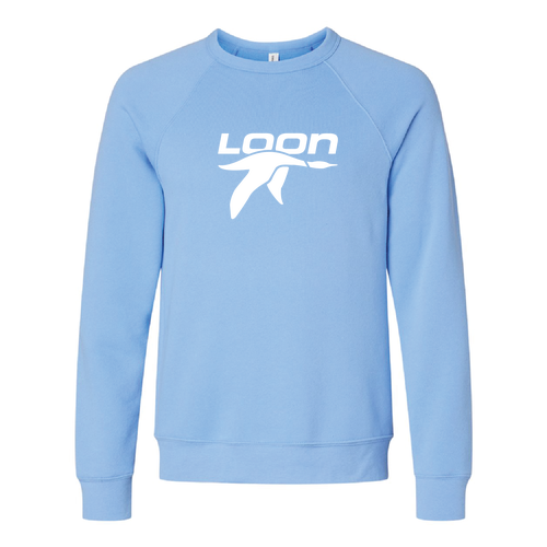 Loon Mountain Adult Crewneck White Chest Logo Carolina Blue