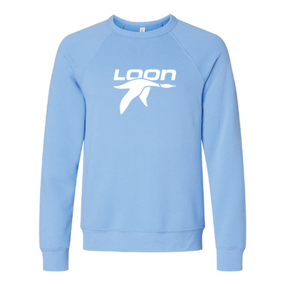 Loon Mountain Adult Crewneck White Chest Logo Carolina Blue