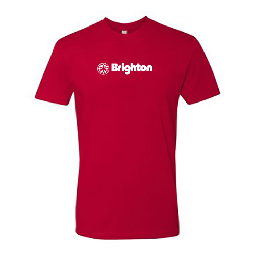 Brighton Adult T-Shirt White Chest Logo Red 