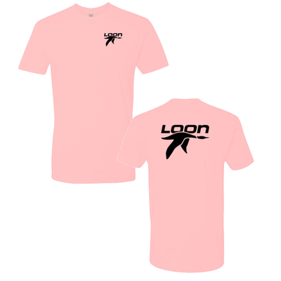 Loon Mountain Adult T-Shirt Black Chest and Back Logo Light Pink