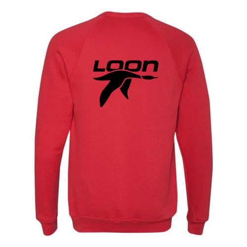 Loon Mountain Adult Crewneck Black Chest and Back Logo Red