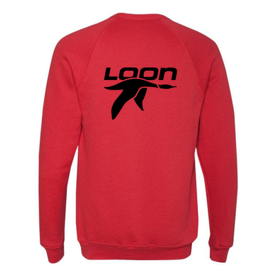 Loon Mountain Adult Crewneck Black Chest and Back Logo Red