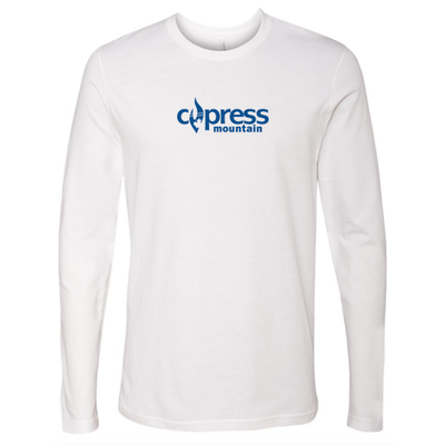 Cypress Adult Long Sleeve Blue Chest Logo White 