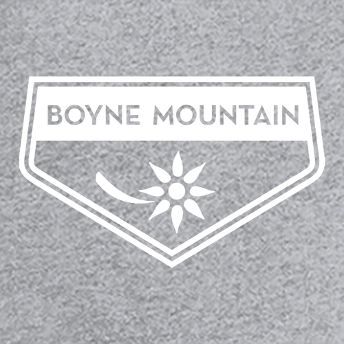 Boyne Mountain Adult T-Shirt White Chest and Back Logo Heather Grey 