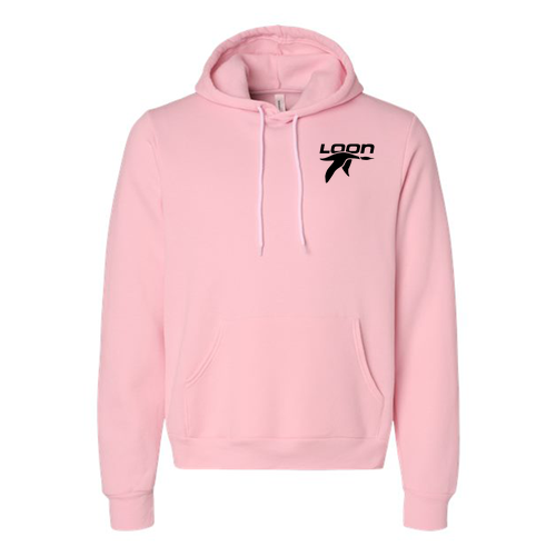 Loon Mountain Adult Hoodie Black Chest and Back Logo Pink