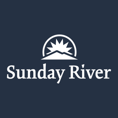 Sunday River Adult Hoodie White Chest and Back Logo Navy 