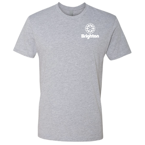 Brighton Adult T-Shirt White Chest and Back Logo Heather Grey 