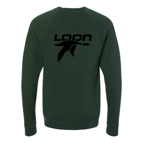 Loon Mountain Adult Crewneck Black Chest and Back Logo Forest